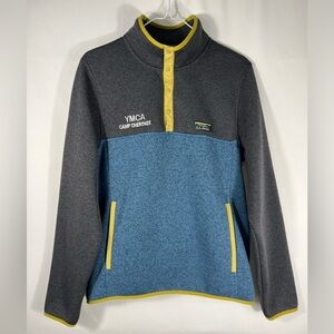LL Bean Sweater Fleece Pullover Color Block YMCA Cherokee Logo Small S1 NEW
